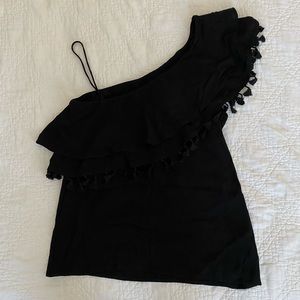 One Shoulder Top w/ Tassel Trim